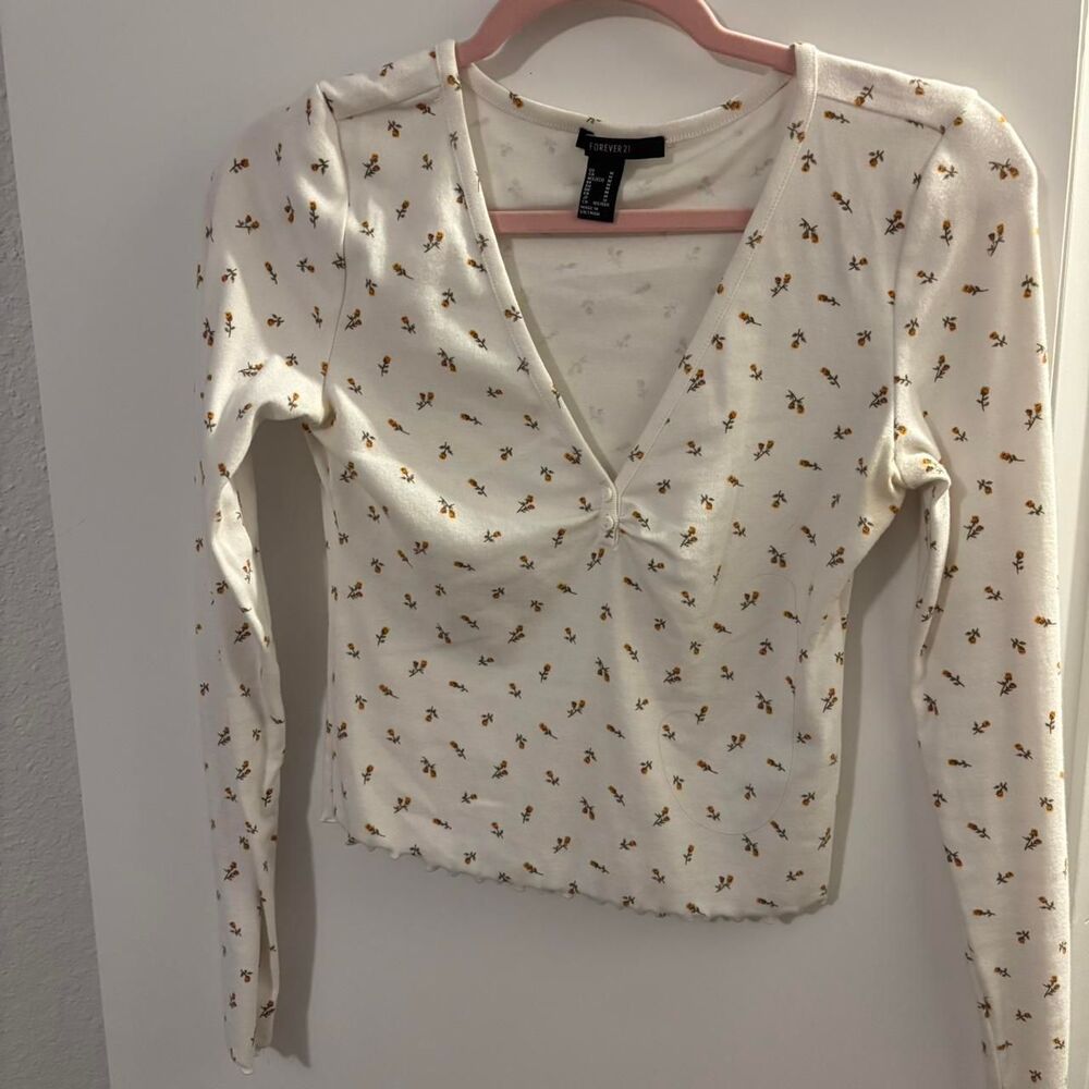 Forever-21 Women's White and Cream Shirt